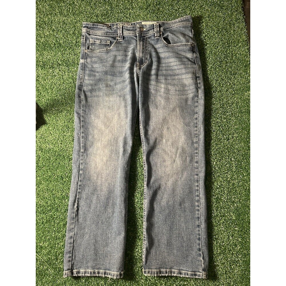 TK AXEL Mens Jeans 34x30 Slim Boot Medium Wash Blue Denim Stitch Pocket